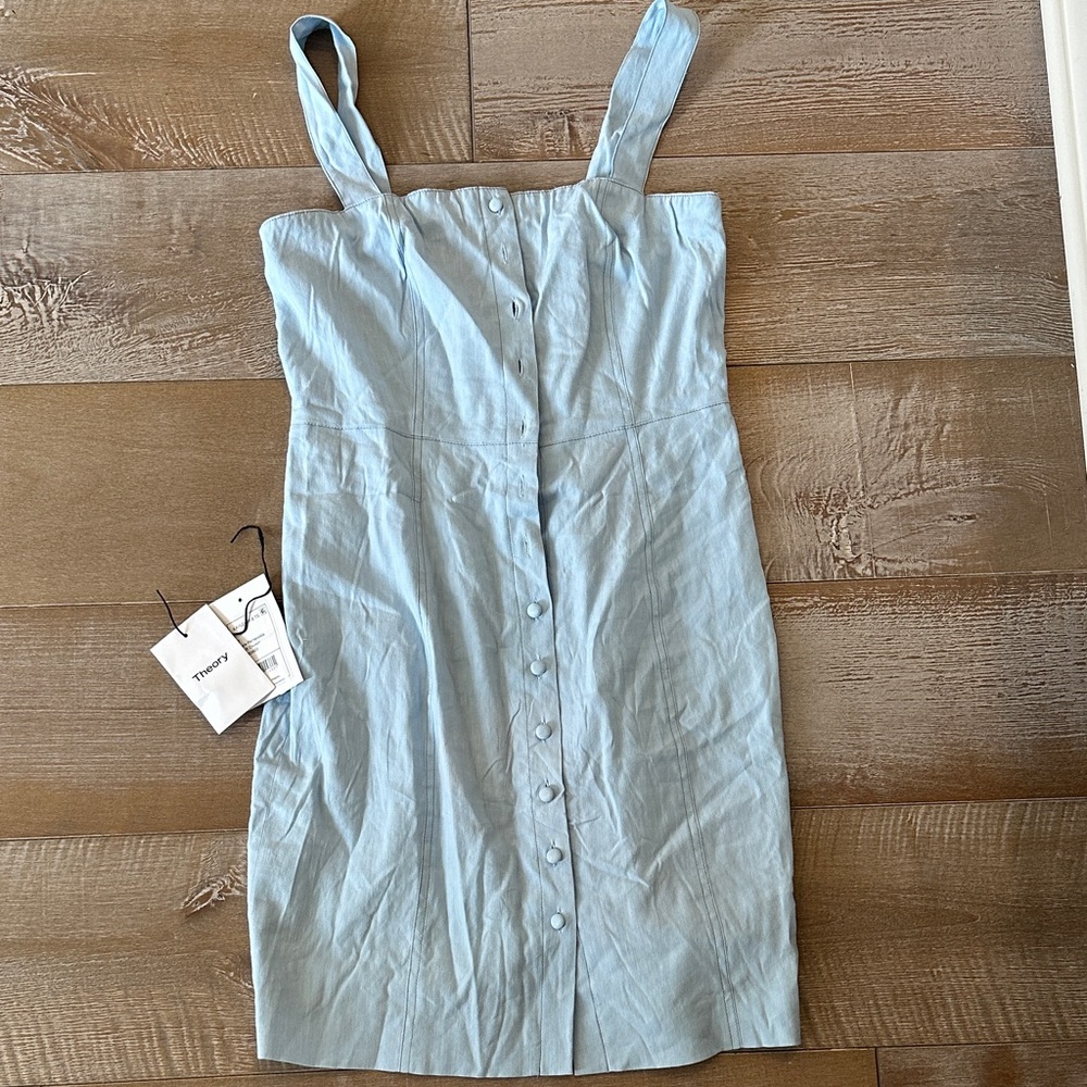 Theory Strapless Light Blue Dress